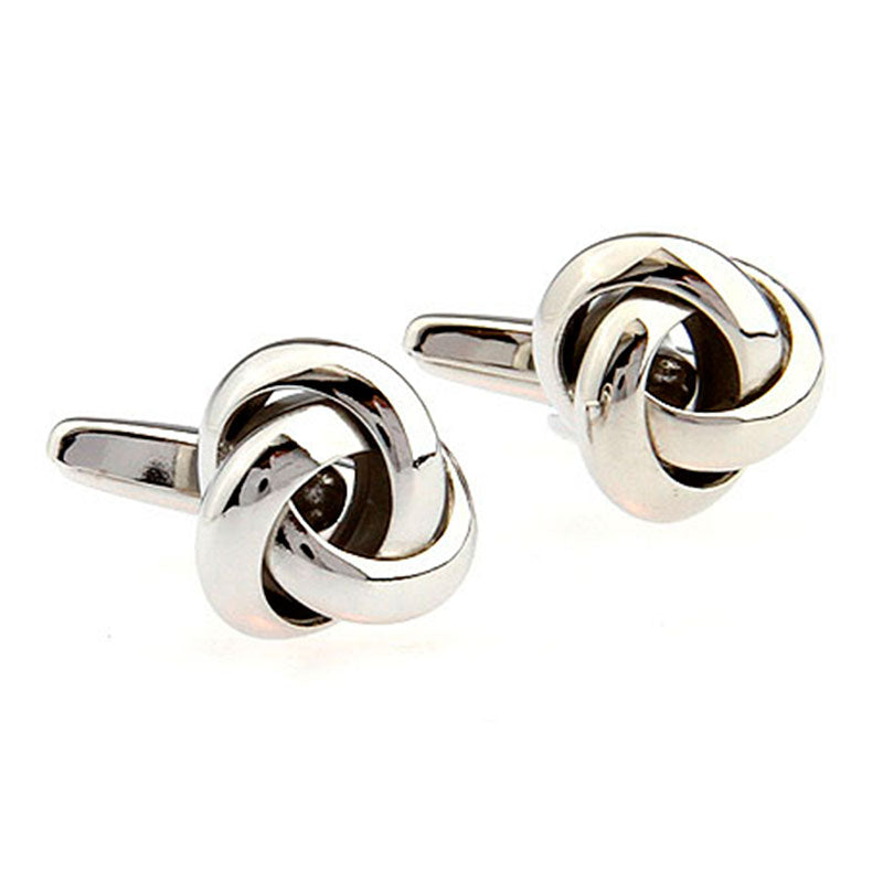 Laser Laser Chinese Knot Plain Colour Metal Cufflinks