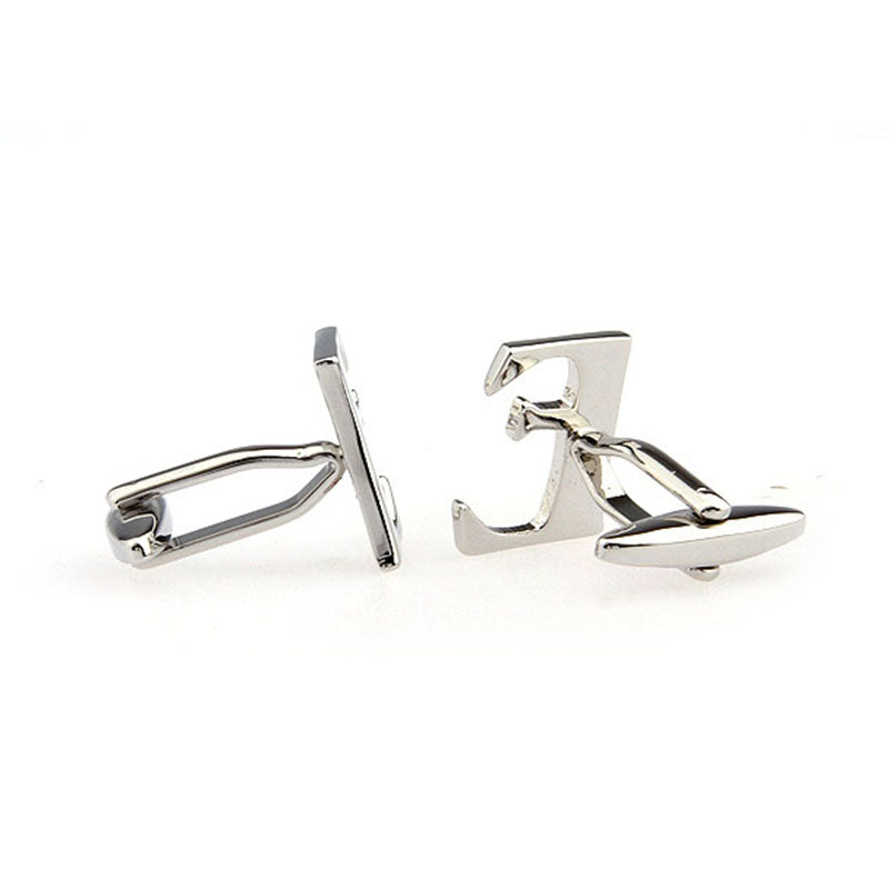 Number Letter Plain Colour Metal Cufflinks