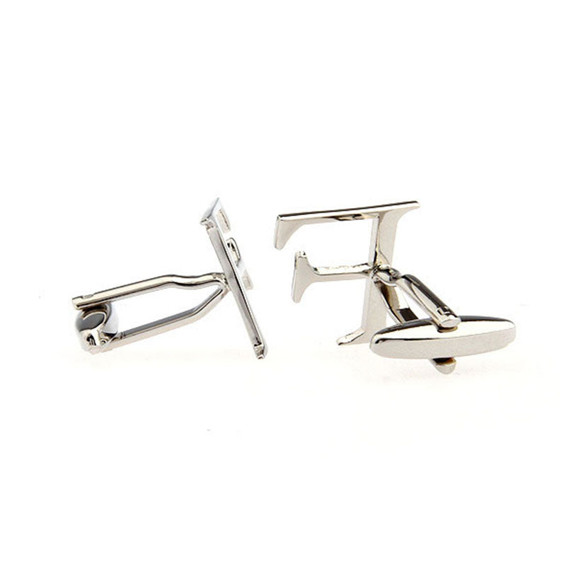 Number Letter Plain Colour Metal Cufflinks