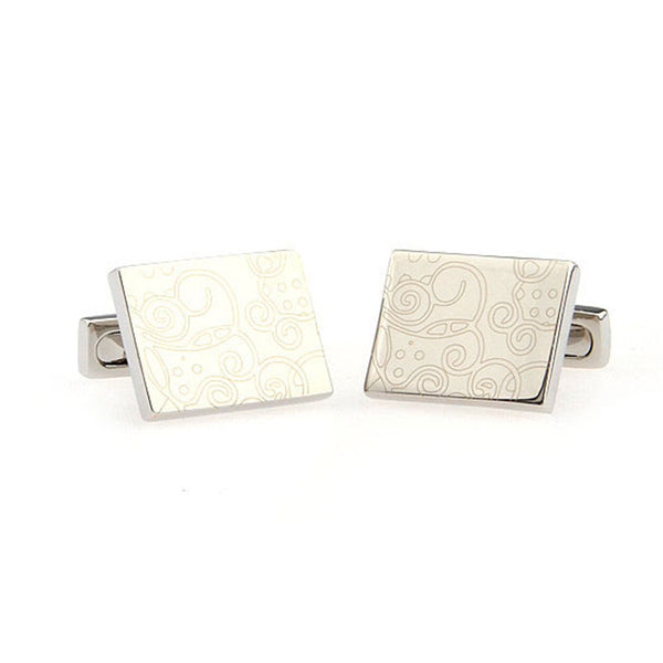 Laser Laser Chinese Knot Plain Colour Metal Cufflinks