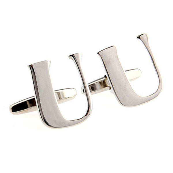 Number Letter Plain Colour Metal Cufflinks