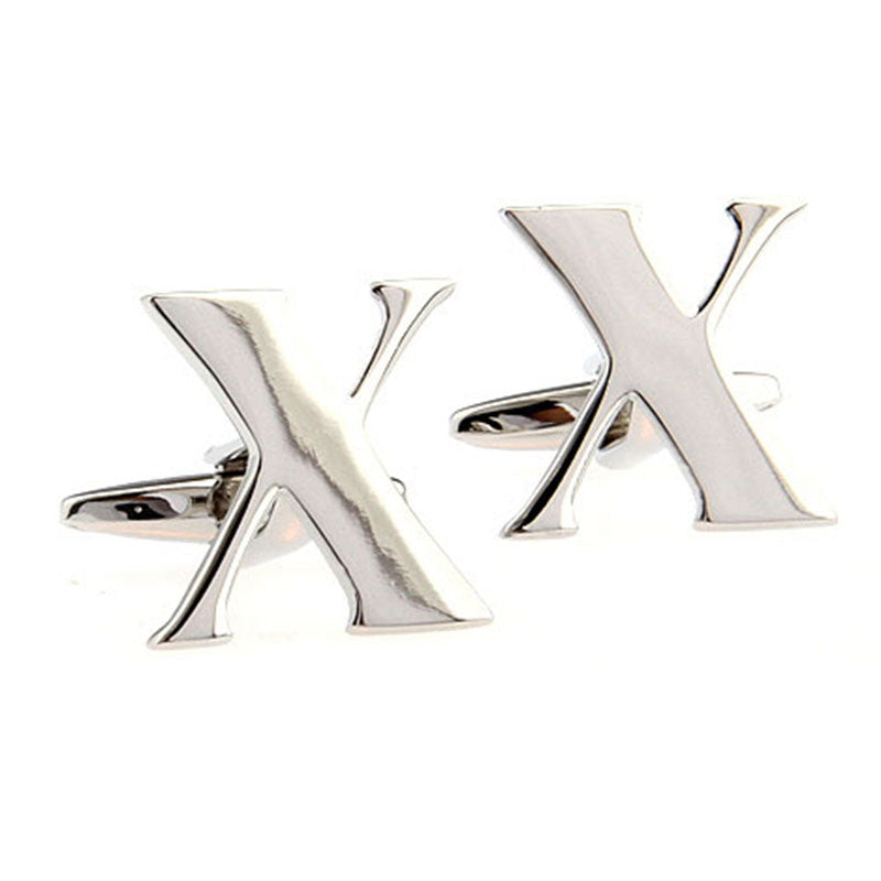 Number Letter Plain Colour Metal Cufflinks