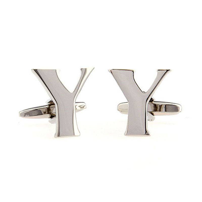 Number Letter Plain Colour Metal Cufflinks