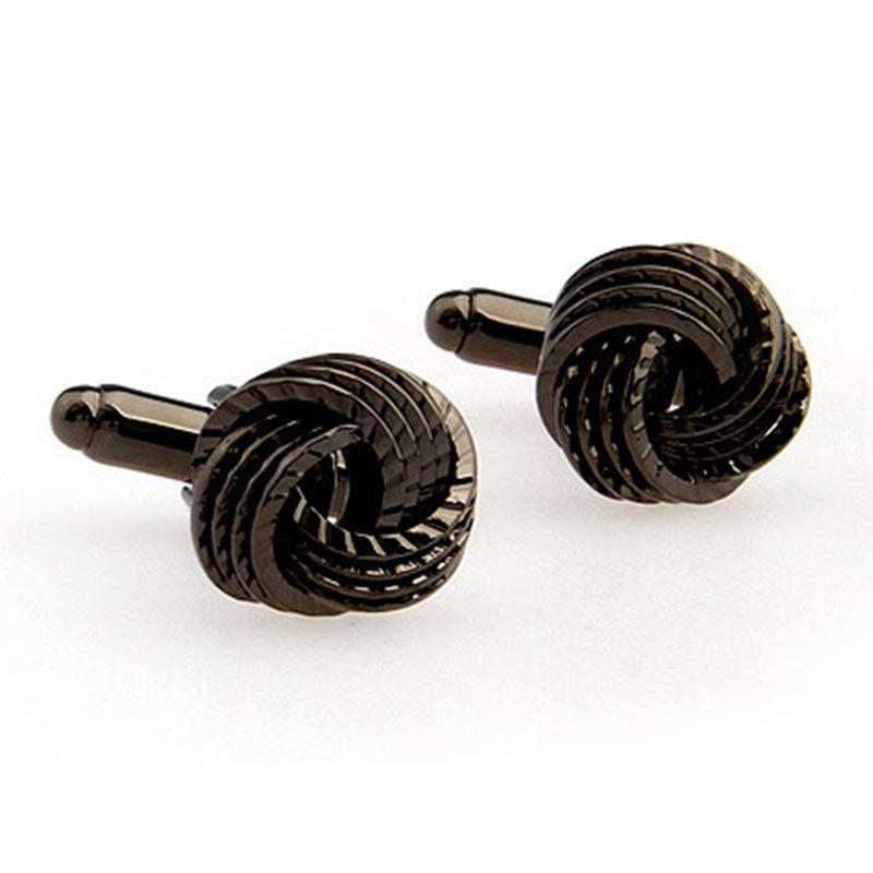 Laser Laser Chinese Knot Plain Colour Metal Cufflinks