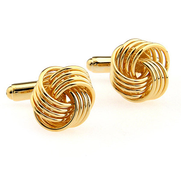 Laser Laser Chinese Knot Plain Colour Metal Cufflinks