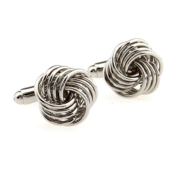 Laser Laser Chinese Knot Plain Colour Metal Cufflinks