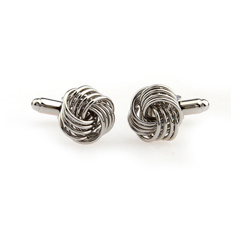 Laser Laser Chinese Knot Plain Colour Metal Cufflinks