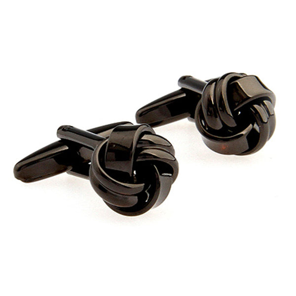 Laser Laser Chinese Knot Plain Colour Metal Cufflinks