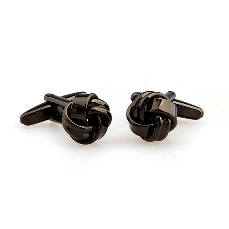 Laser Laser Chinese Knot Plain Colour Metal Cufflinks