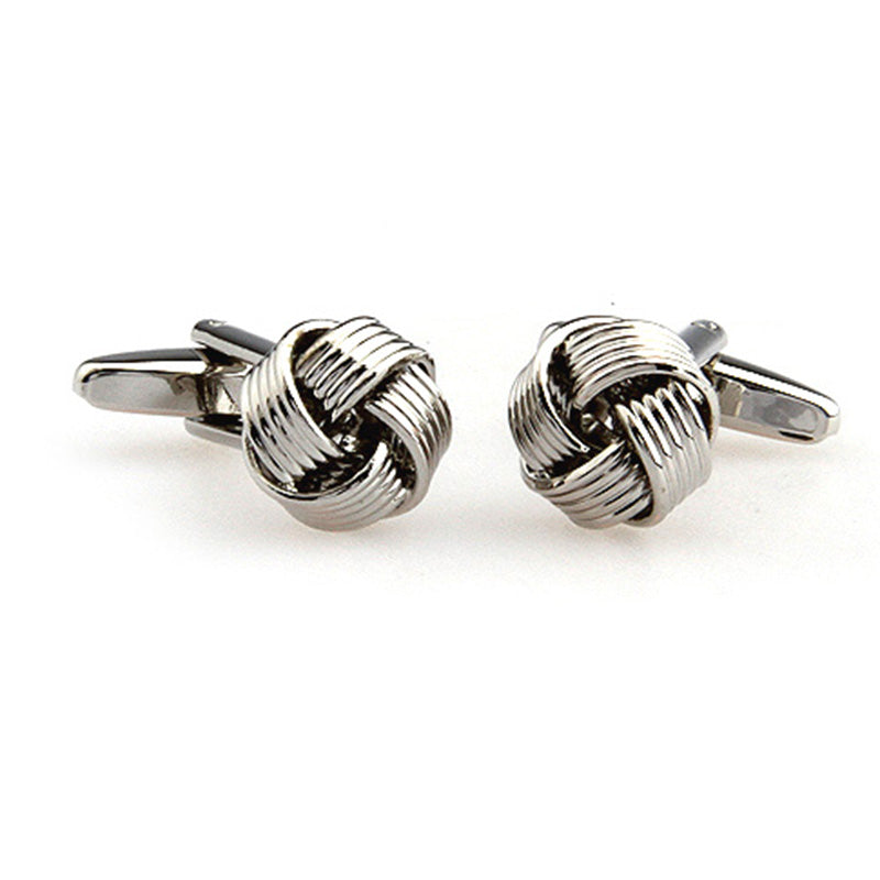 Laser Laser Chinese Knot Plain Colour Metal Cufflinks