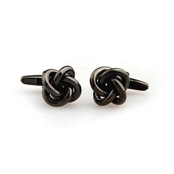 Laser Laser Chinese Knot Plain Colour Metal Cufflinks