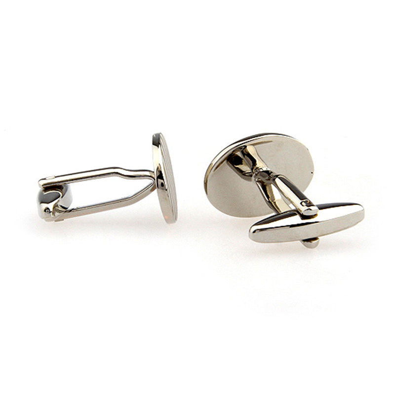 Laser Laser Chinese Knot Plain Colour Metal Cufflinks