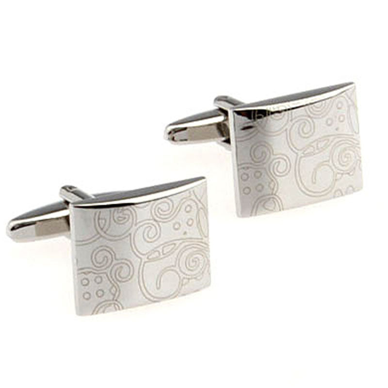 Laser Laser Chinese Knot Plain Colour Metal Cufflinks