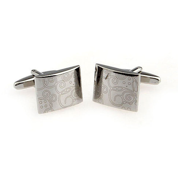 Laser Laser Chinese Knot Plain Colour Metal Cufflinks