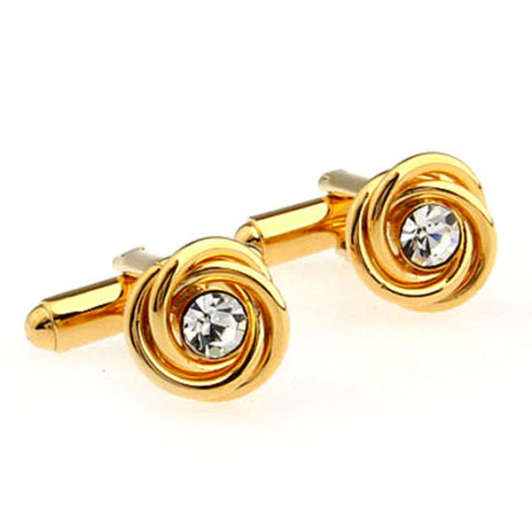 Laser Laser Chinese Knot Crystal Zircon Cufflinks