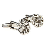 Laser Laser Chinese Knot Plain Colour Metal Cufflinks