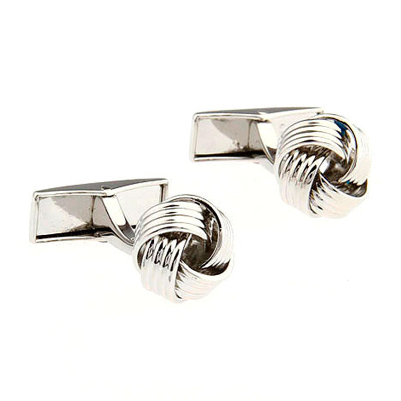 Laser Laser Chinese Knot Plain Colour Metal Cufflinks