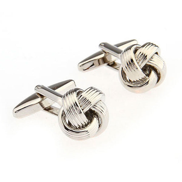 Laser Laser Chinese Knot Plain Colour Metal Cufflinks