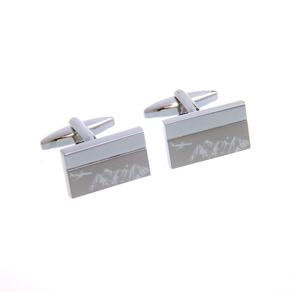 Laser Laser Chinese Knot Plain Colour Metal Cufflinks