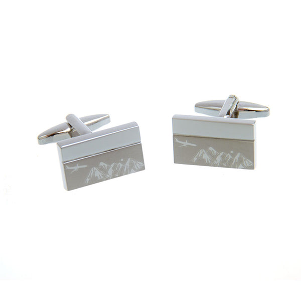 Laser Laser Chinese Knot Plain Colour Metal Cufflinks