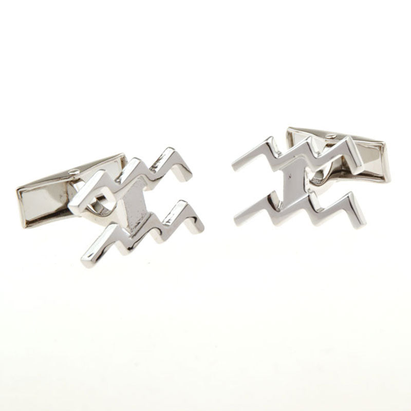 Zodiac Sign Constellation Plain Colour Metal Cufflinks