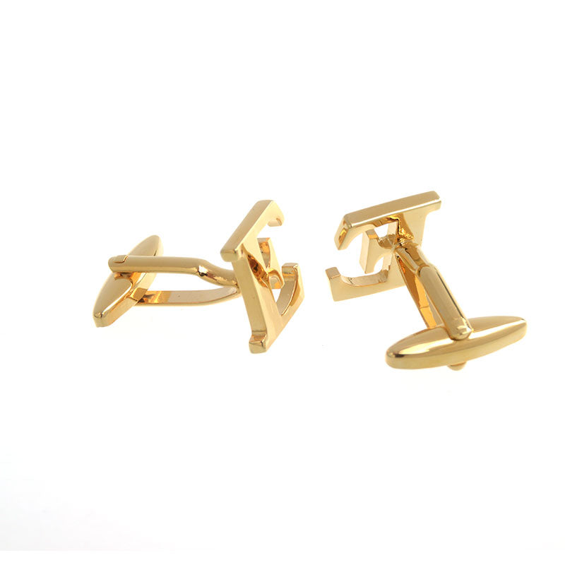 Number Letter Plain Colour Metal Cufflinks