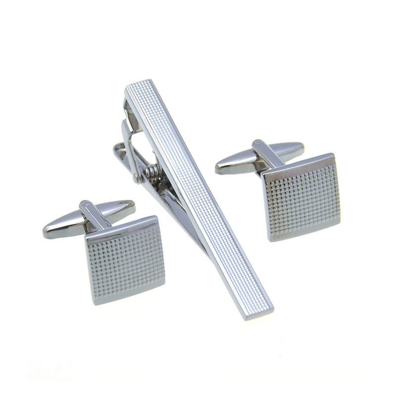 Plain Colour Metal Cufflinks And Collar Set