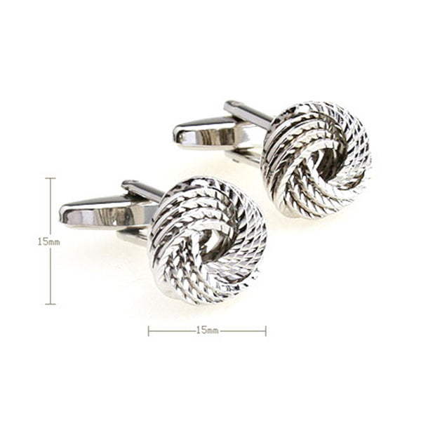 Laser Laser Chinese Knot Plain Colour Metal Cufflinks