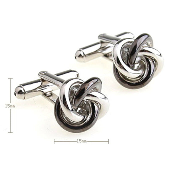 Laser Laser Chinese Knot Plain Colour Metal Cufflinks