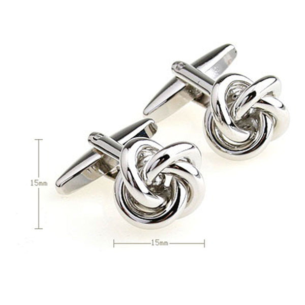 Laser Laser Chinese Knot Plain Colour Metal Cufflinks