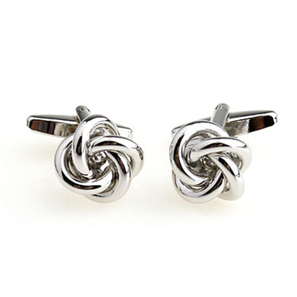 Laser Laser Chinese Knot Plain Colour Metal Cufflinks