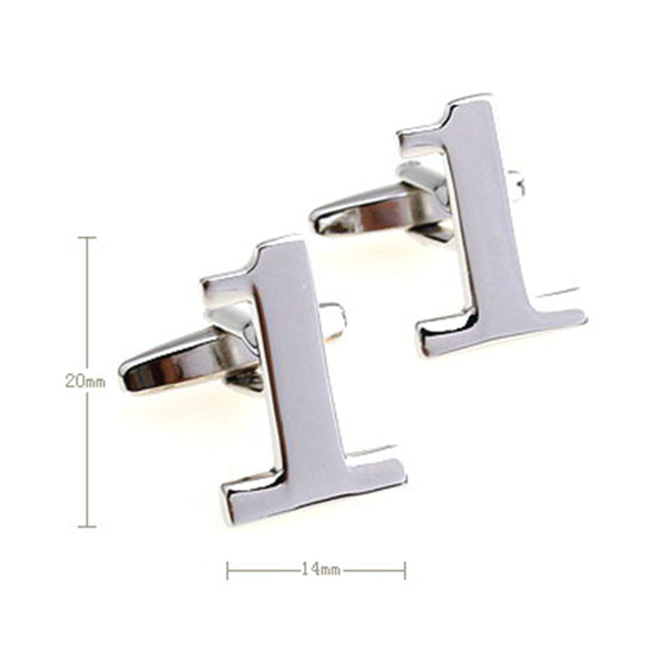 Number Letter Plain Colour Metal Cufflinks