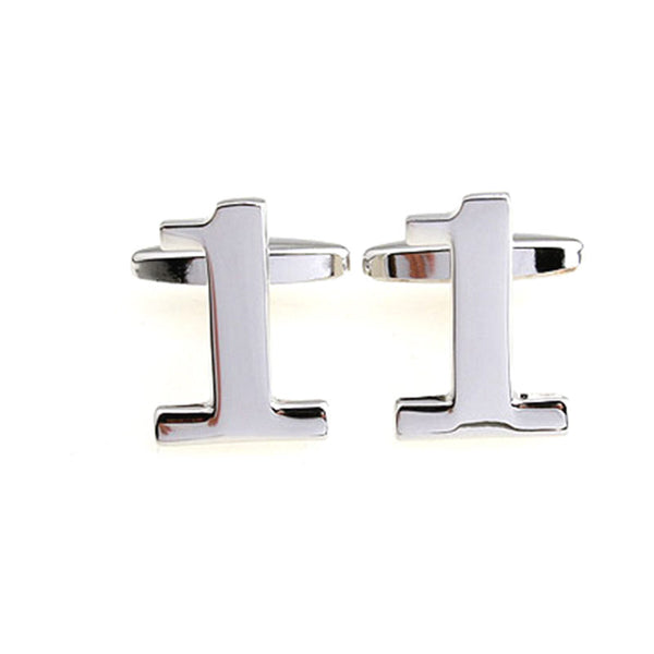 Number Letter Plain Colour Metal Cufflinks