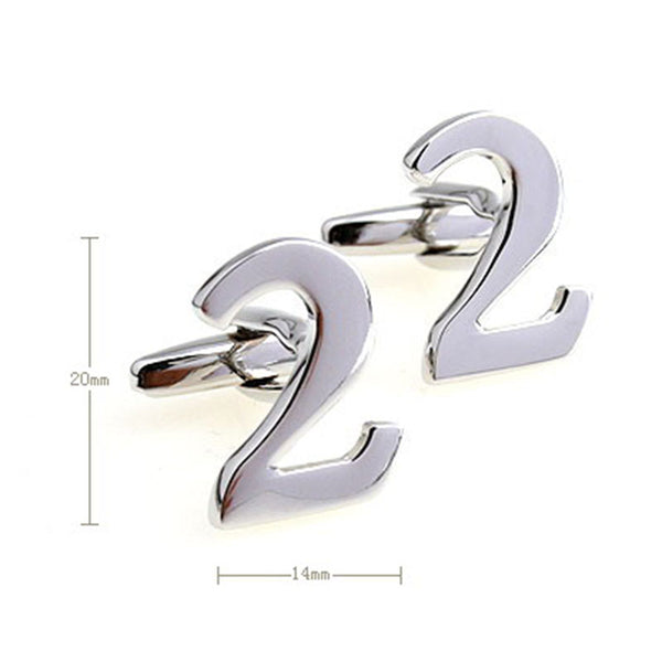 Number Letter Plain Colour Metal Cufflinks