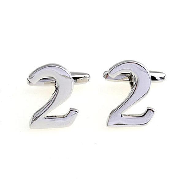 Number Letter Plain Colour Metal Cufflinks