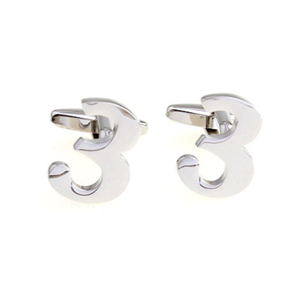 Number Letter Plain Colour Metal Cufflinks