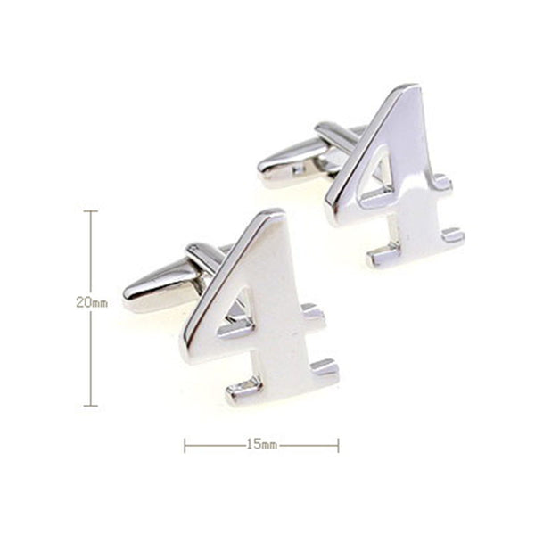 Number Letter Plain Colour Metal Cufflinks