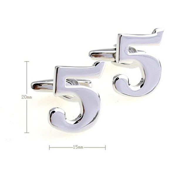 Number Letter Plain Colour Metal Cufflinks