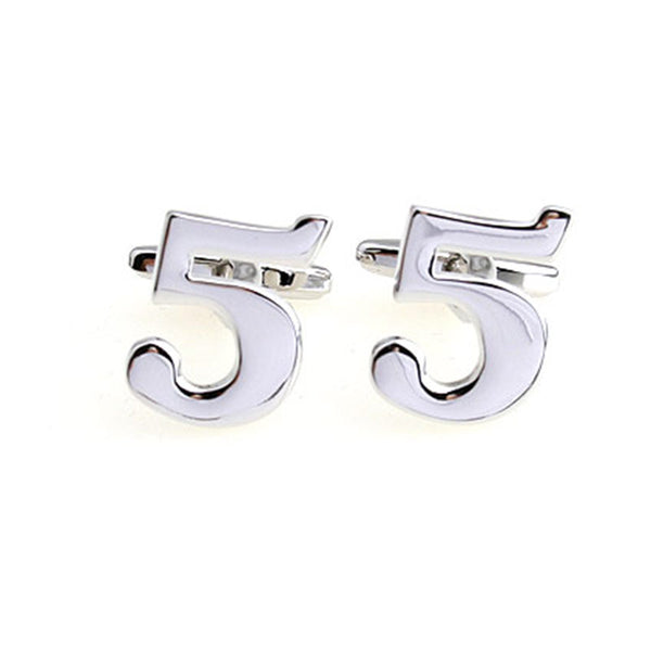 Number Letter Plain Colour Metal Cufflinks