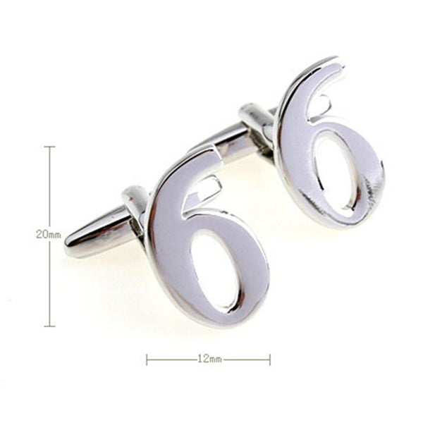 Number Letter Plain Colour Metal Cufflinks