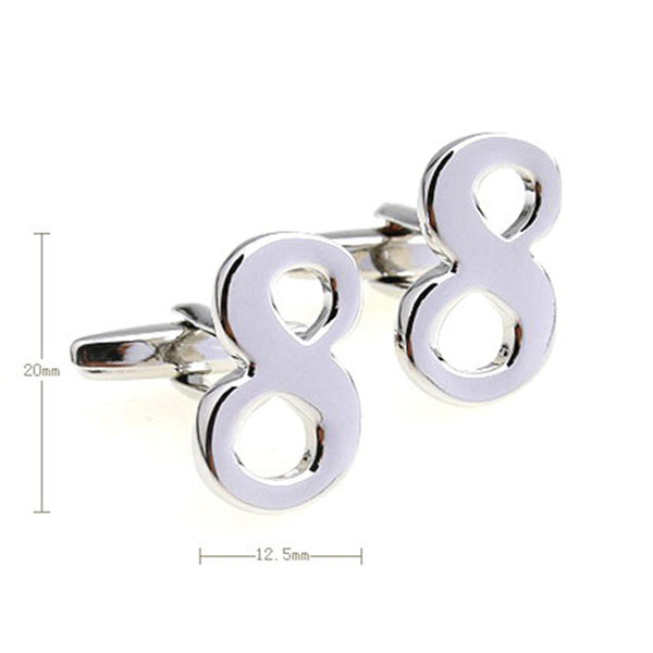 Number Letter Plain Colour Metal Cufflinks