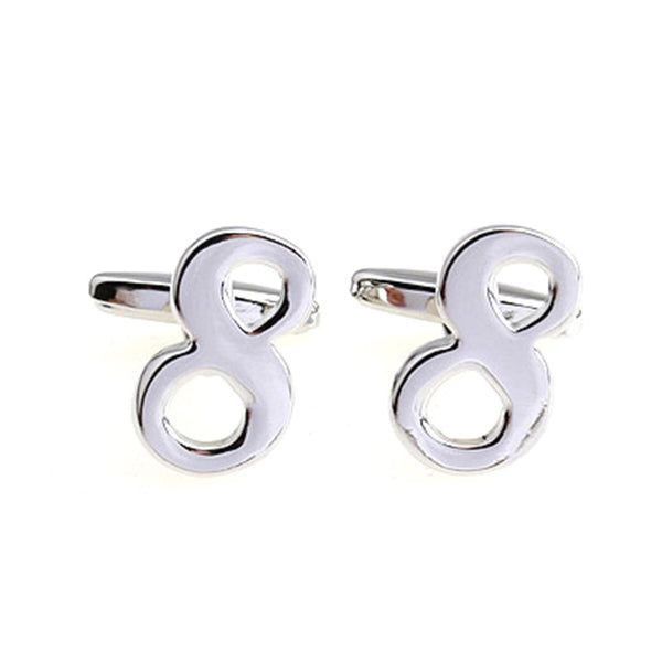 Number Letter Plain Colour Metal Cufflinks