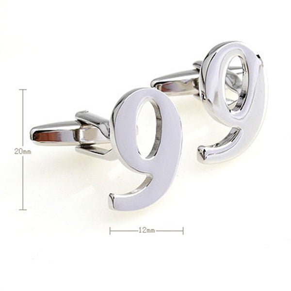 Number Letter Plain Colour Metal Cufflinks