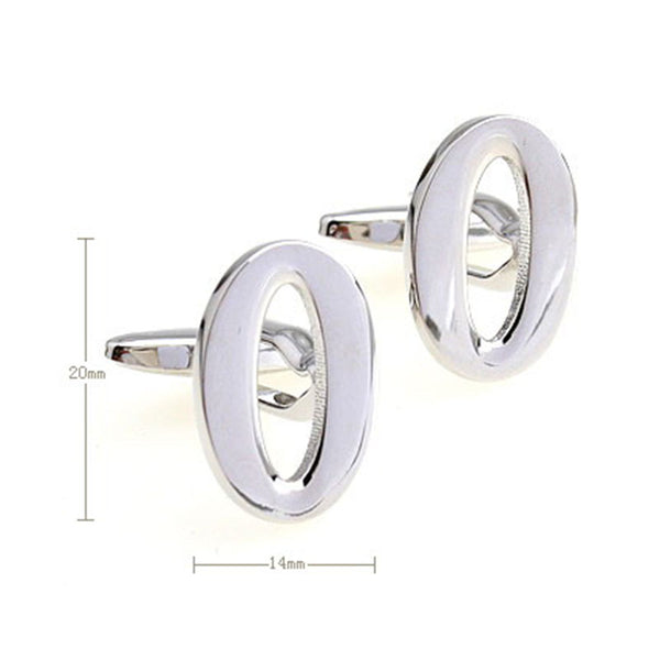 Number Letter Plain Colour Metal Cufflinks