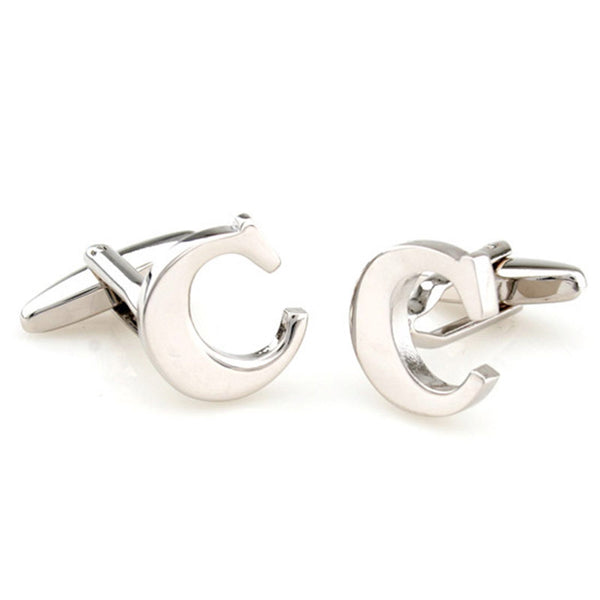 Number Letter Plain Colour Metal Cufflinks