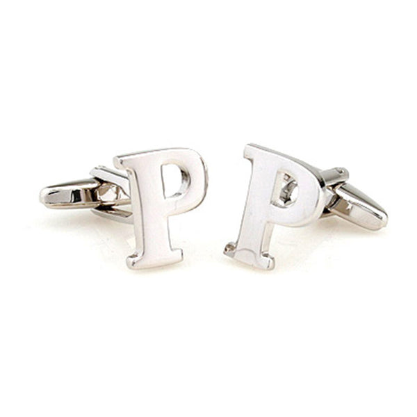 Number Letter Plain Colour Metal Cufflinks