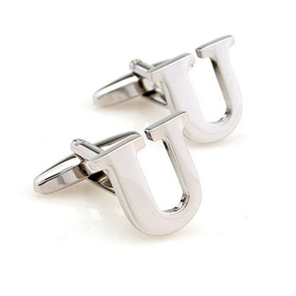 Number Letter Plain Colour Metal Cufflinks