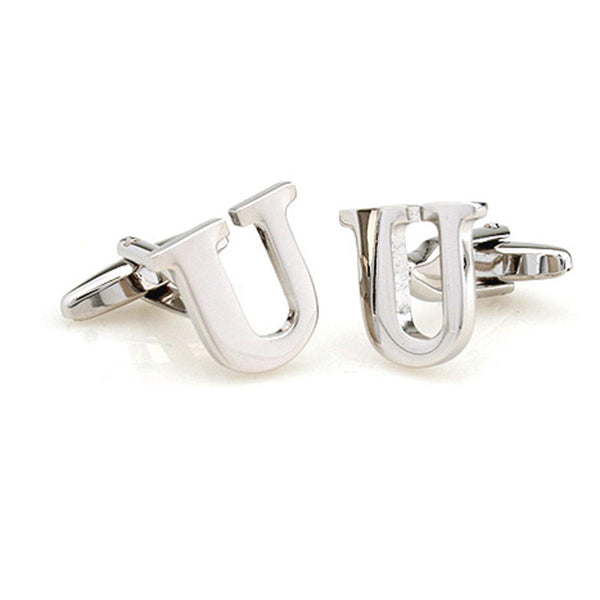 Number Letter Plain Colour Metal Cufflinks