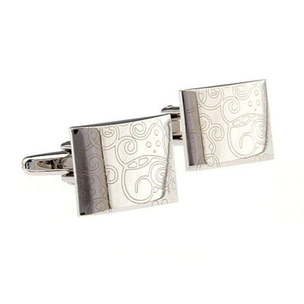 Laser Laser Chinese Knot Plain Colour Metal Cufflinks