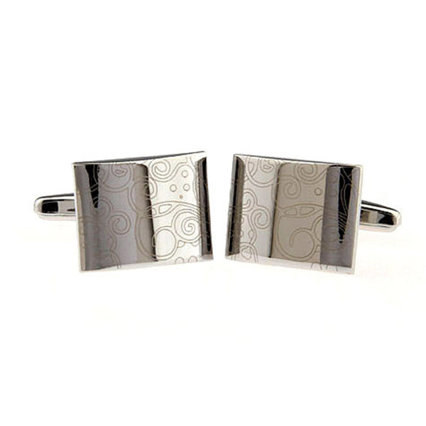 Laser Laser Chinese Knot Plain Colour Metal Cufflinks